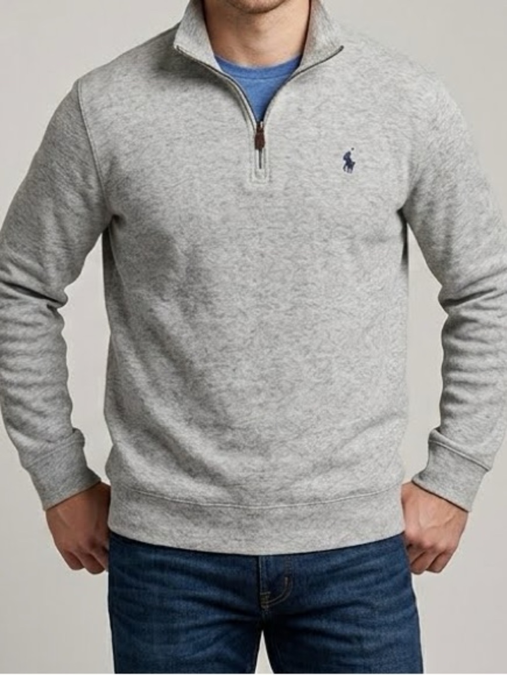 Ralph Lauren Men’s Light Gray Zip-Up Quarter Sweatshirt Size XL